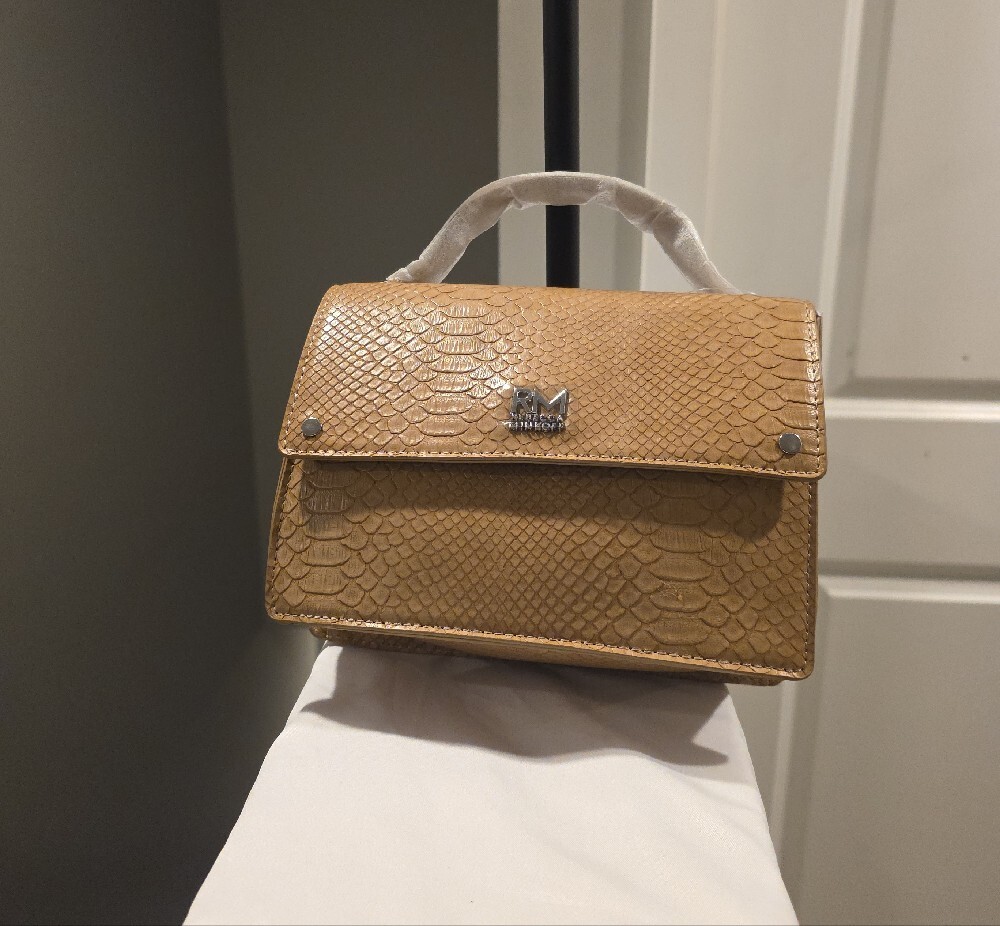 Rebecca Minkoff Tan Snakeskin-Embossed Mini Top-Handle Bag - Picture 3 of 11